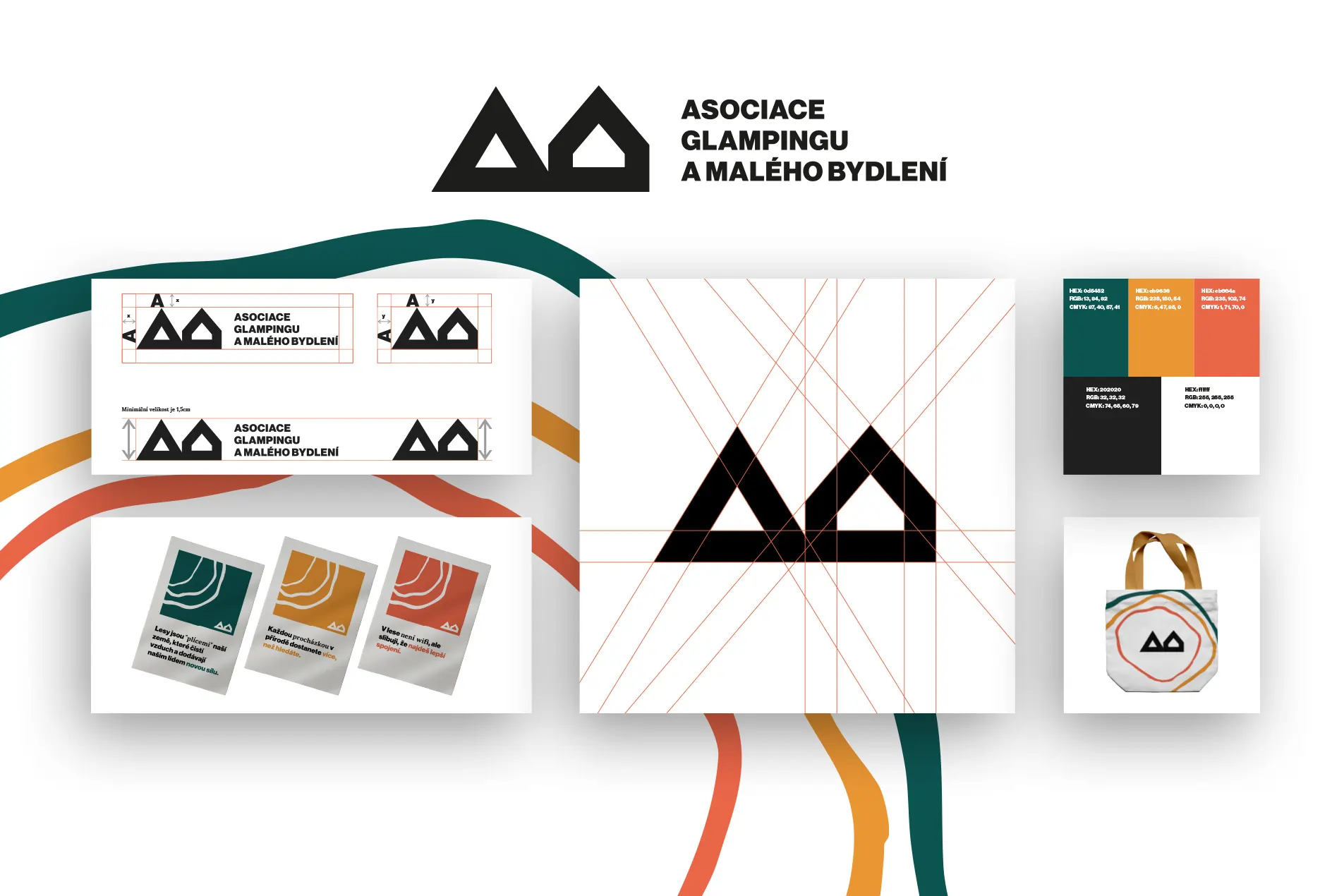 Vizuální identita pro Asociaci glampingu a malého bydlení